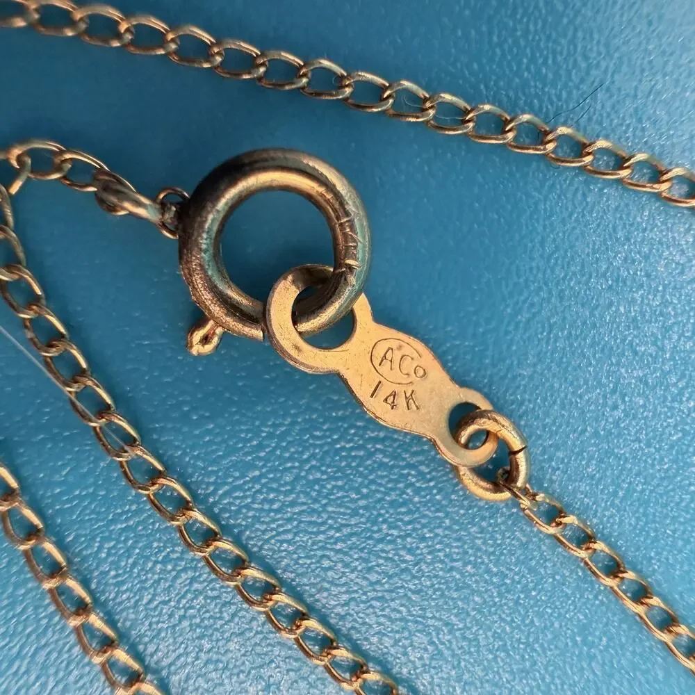 Vintage 14K Yellow Gold Fine Curb Link Chain Necklace 16